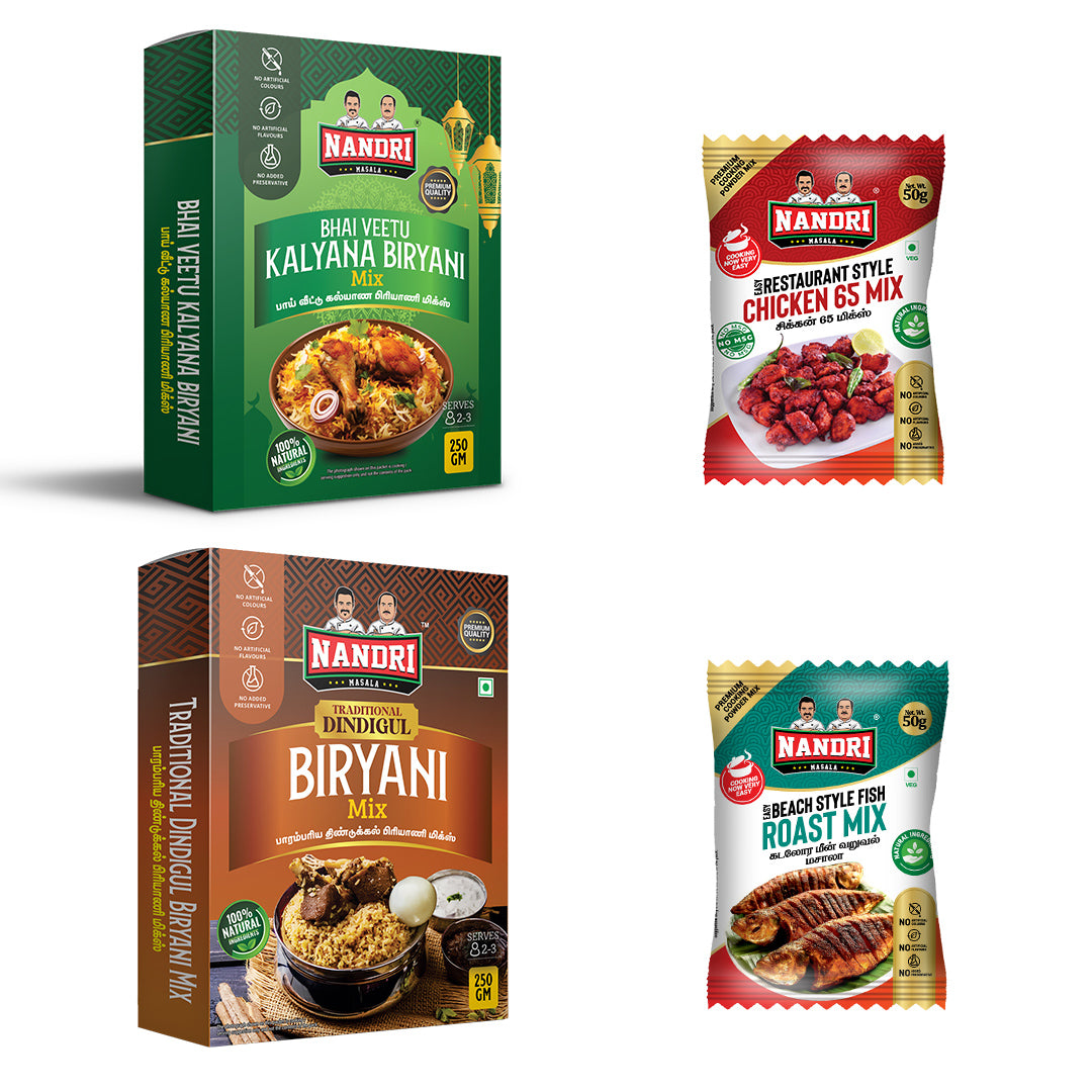 BIRIYANI PASTE + chicken 65 & fish roast